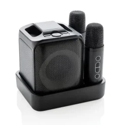 Gift Campaign Set da karaoke in plastica riciclata con 2 microfoni e altoparlante 5W> Casse Personalizzate