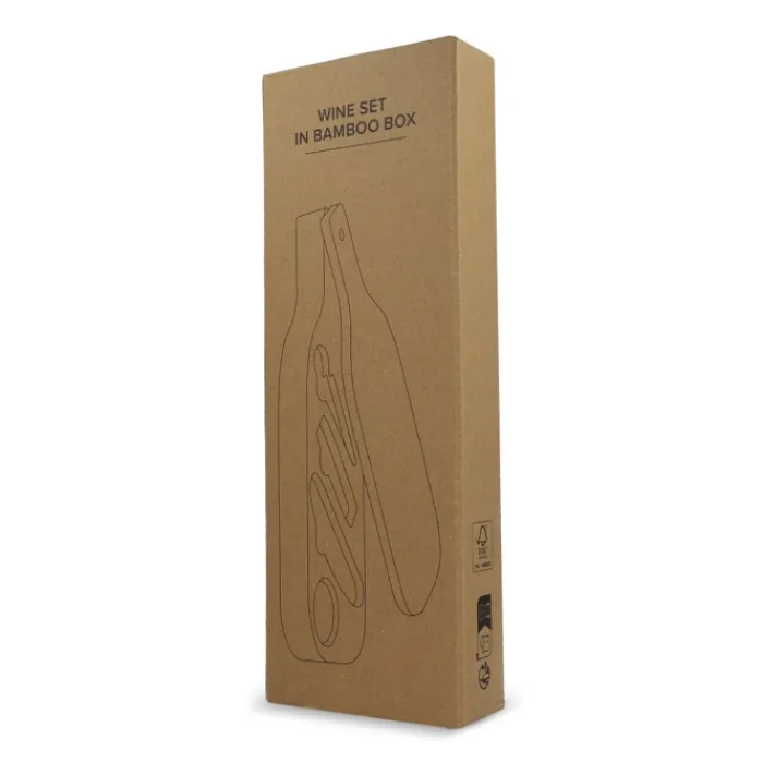 Gift Campaign Set da vino in bambù a forma di bottiglia con utensili> Gadget Per Vino|Cavatappi Personalizzati