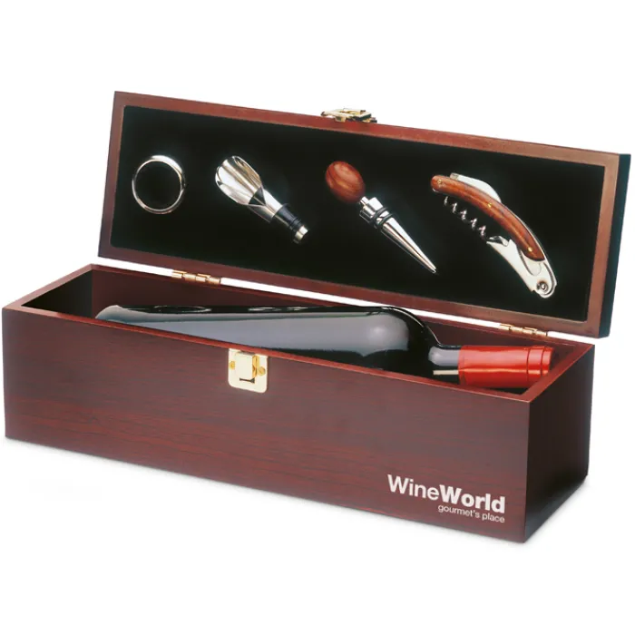 Gift Campaign Set da vino personalizzati con cofanetto di e 4 accessori Classic> Gadget Per Vino