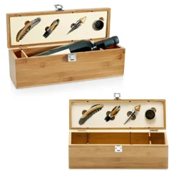 Gift Campaign Set da vino presentato in elegante scatola di bambù e metallo><noscript><img width=