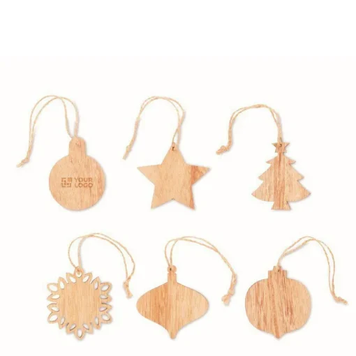 Gift Campaign Set di 6 addobbi natalizi in di faggio da appendere Xmas Tree> Gadget Natalizi