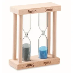 Gift Campaign Set di 2 clessidre con struttura in da 3 e 5 min con logo Double> Gadget Per Parrucchieri