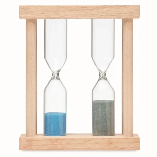 Gift Campaign Set di 2 clessidre con struttura in da 3 e 5 min con logo Double> Gadget Per Parrucchieri