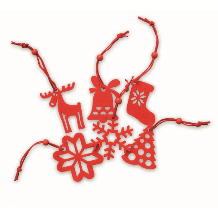 Gift Campaign Set di 6 decorazioni differenti realizzate in feltro da appendere Xmas> Gadget Natalizi