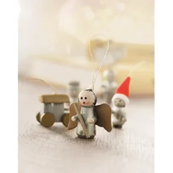 Gift Campaign Set di 6 decorazioni in legno per l'albero di Natale in scatola Wood></noscript> Gadget Natalizi