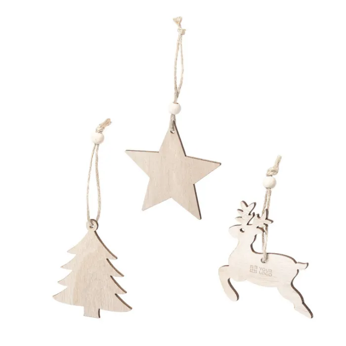Gift Campaign Set di 3 decorazioni in legno da appendere abete, stella e renna Woody> Gadget Natalizi