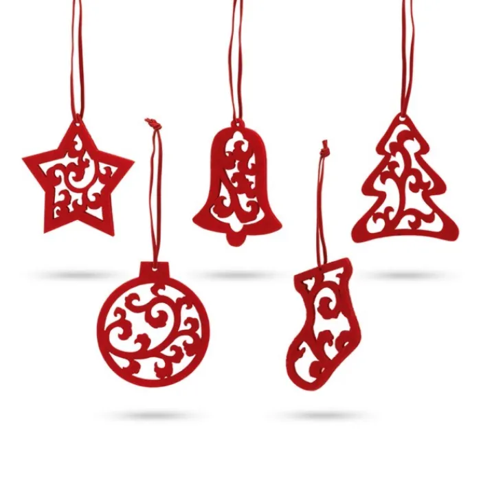 Gift Campaign Set di 5 decorazioni natalizie rosse in feltro da appendere> Gadget Natalizi