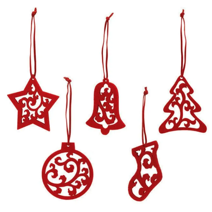 Gift Campaign Set di 5 decorazioni natalizie rosse in feltro da appendere> Gadget Natalizi