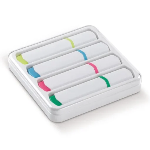 Gift Campaign Set di 4 evidenziatori in scatola con coperchio trasparente> Evidenziatori