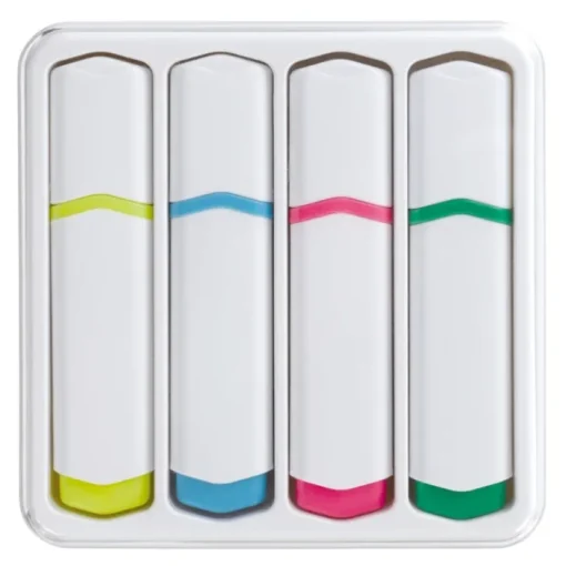 Gift Campaign Set di 4 evidenziatori in scatola con coperchio trasparente> Evidenziatori