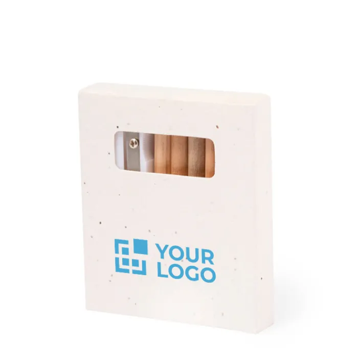 Gift Campaign Set di 6 matite colorate con temperino e disegni in scatola con semi> Matite Colorate