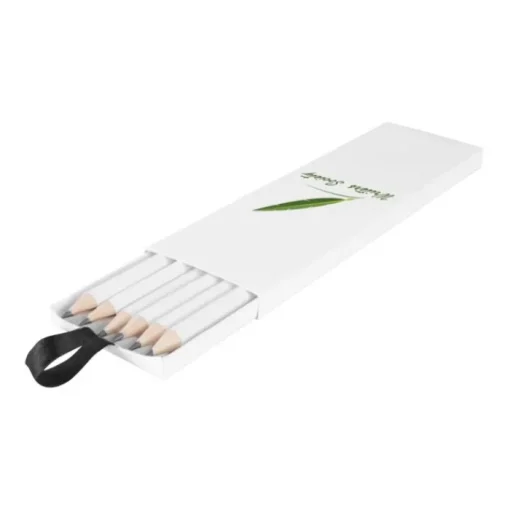 Gift Campaign Set di 6 matite di legno in scatola di cartone da personalizzare White> Matite Classiche