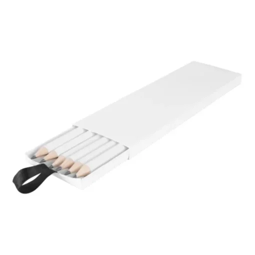 Gift Campaign Set di 6 matite di legno in scatola di cartone da personalizzare White> Matite Classiche