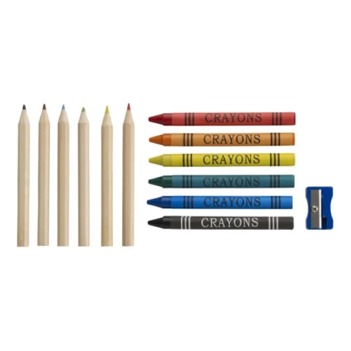 Gift Campaign Set di 6 pastelli e 6 colori a cera in tubo di carta con temperino> Matite Colorate