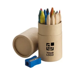 Gift Campaign Set di 6 pastelli e 6 colori a cera in tubo di carta con temperino></noscript> Matite Colorate