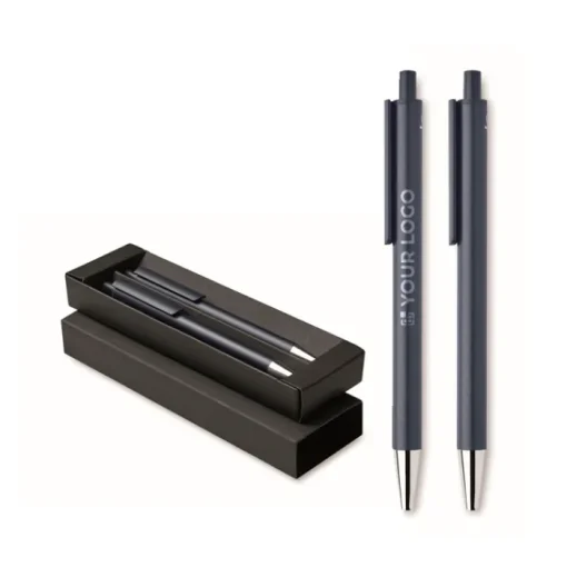 Gift Campaign Set di 2 penne in alluminio riciclato: 1 in grafite e 1 inchiostro blu> Penne In Metallo