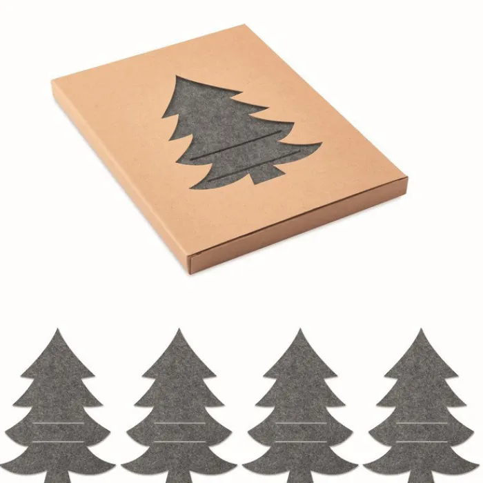 Gift Campaign Set di 4 porta posate a forma di abete personalizzabili Christmas Tree> Gadget Natalizi