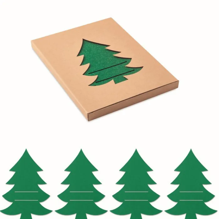 Gift Campaign Set di 4 porta posate a forma di abete personalizzabili Christmas Tree> Gadget Natalizi