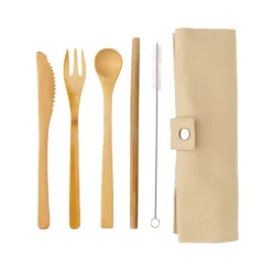 Gift Campaign Set di posate e cannuccia realizzate in bambù con spazzolino Natura></noscript> Altri Utensili Da Cucina