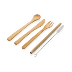 Gift Campaign Set di posate e cannuccia realizzate in bambù con spazzolino Natura></noscript> Altri Utensili Da Cucina