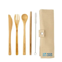 Gift Campaign Set di posate e cannuccia realizzate in bambù con spazzolino Natura></noscript> Altri Utensili Da Cucina