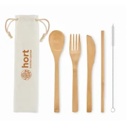 Gift Campaign Set di posate personalizzate con logo in legno Bambù Plus><noscript><img width=