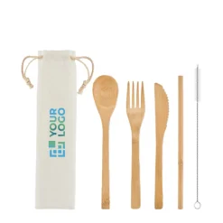 Gift Campaign Set di posate personalizzate con logo in legno Bambù Plus><noscript><img width=