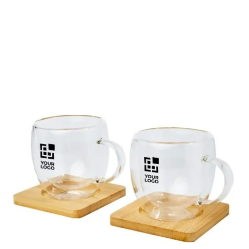 Gift Campaign Set due tazze piccole caffè doppia parete tappo bambù 250ml Macchiato> Tazzine Da Caffè E Tazze Tè