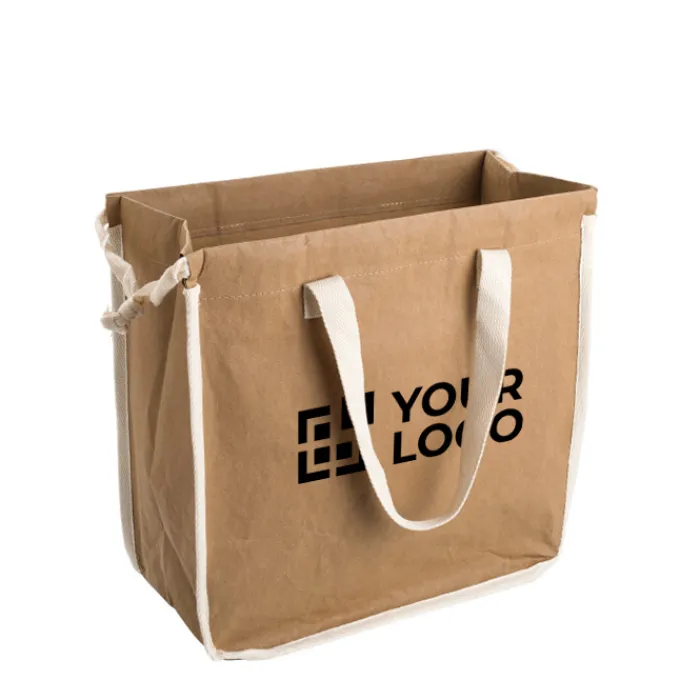 Gift Campaign Shopper con logo in carta kraft lavabile con fodera in TC da 250g/m2> Buste Di Carta