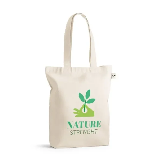 Gift Campaign Shopper con logo in cotone e poliestere riciclato manici lunghi 220g/m2> Shopper In Cotone Personalizzate