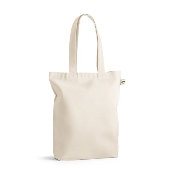 Gift Campaign Shopper con logo in cotone e poliestere riciclato manici lunghi 220g/m2> Shopper In Cotone Personalizzate