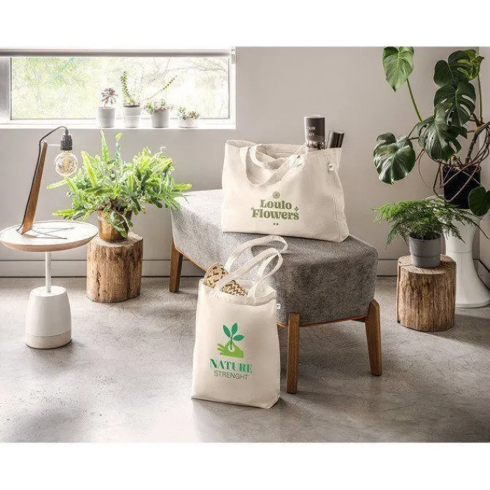 Gift Campaign Shopper con logo in cotone e poliestere riciclato manici lunghi 220g/m2> Shopper In Cotone Personalizzate