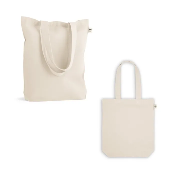 Gift Campaign Shopper con logo in cotone e poliestere riciclato manici lunghi 220g/m2> Shopper In Cotone Personalizzate