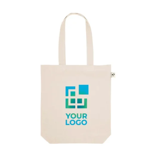 Gift Campaign Shopper con logo in cotone e poliestere riciclato manici lunghi 220g/m2> Shopper In Cotone Personalizzate