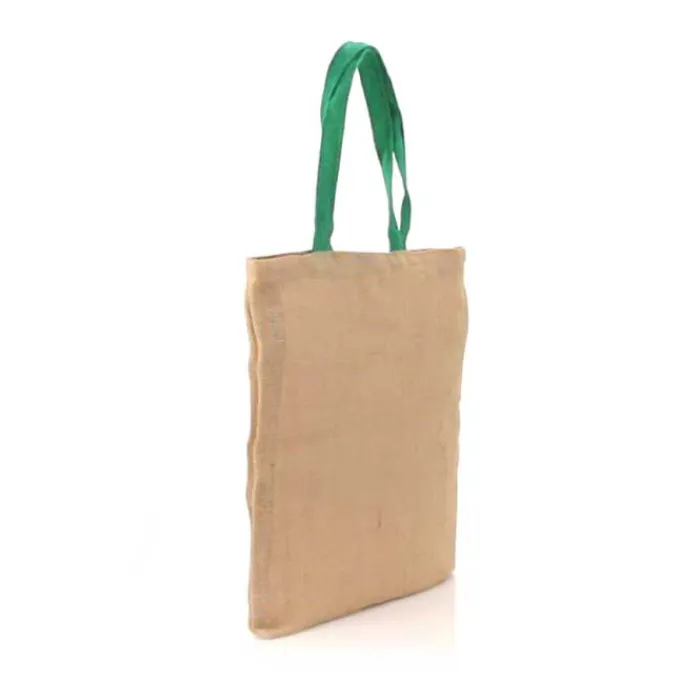 Gift Campaign Shopper con logo in iuta e cotone con manici colorati Jute Grocery> Borse In Juta|Tote Bag Personalizzate
