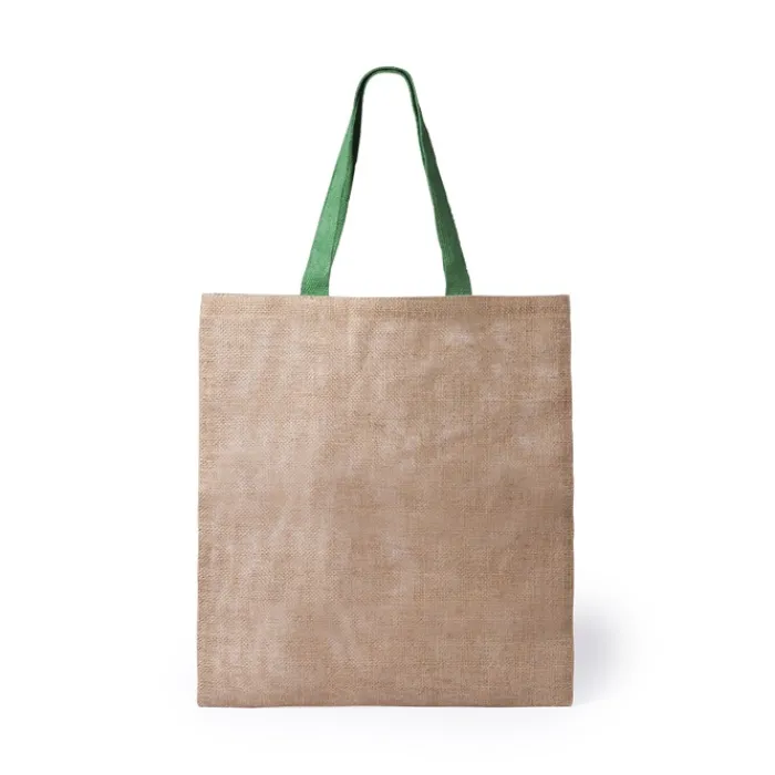 Gift Campaign Shopper con logo in iuta e cotone con manici colorati Jute Grocery> Borse In Juta|Tote Bag Personalizzate