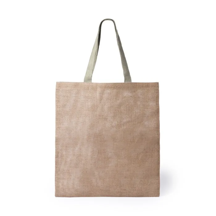Gift Campaign Shopper con logo in iuta e cotone con manici colorati Jute Grocery> Borse In Juta|Tote Bag Personalizzate
