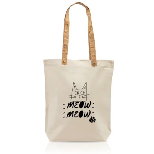 Gift Campaign Shopper cotone con manici lunghi in sughero e rivetti dorati 180g/m2> Shopper In Cotone Personalizzate