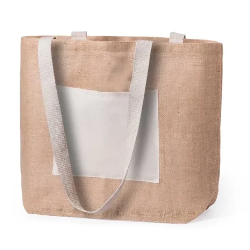 Gift Campaign Shopper di juta personalizzabili con tasca frontale Jute Trendy> Borse In Juta