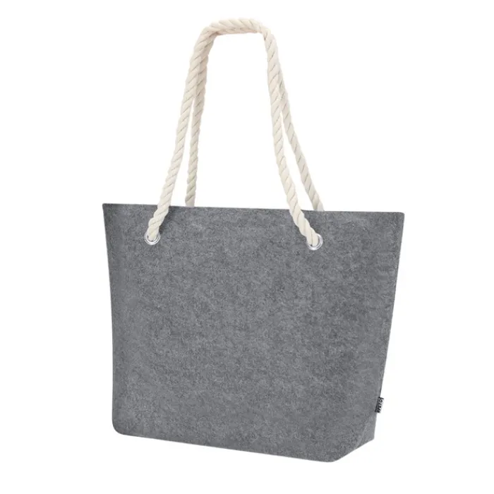 Gift Campaign Shopper in feltro riciclato con manici in corda di cotone e soffietto> Borse Di Tela Personalizzate