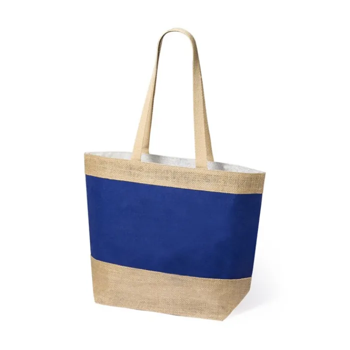 Gift Campaign Shopper in juta e cotone laminato manici lunghi Menorca> Borse In Juta
