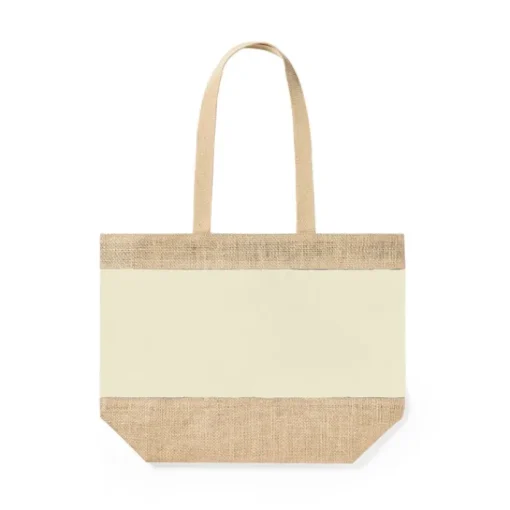 Gift Campaign Shopper in juta e cotone laminato manici lunghi Menorca> Borse In Juta