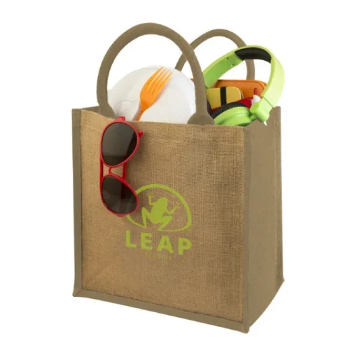 Gift Campaign Shopper in juta personalizzate con scritta manici colorati Jute Side> Borse In Juta|Borse Di Tela Personalizzate