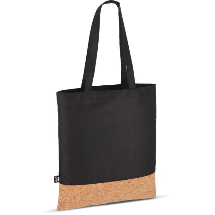 Gift Campaign Shopper in RPET con base in sughero e capacità di 10kg> Borse Di Tela Personalizzate