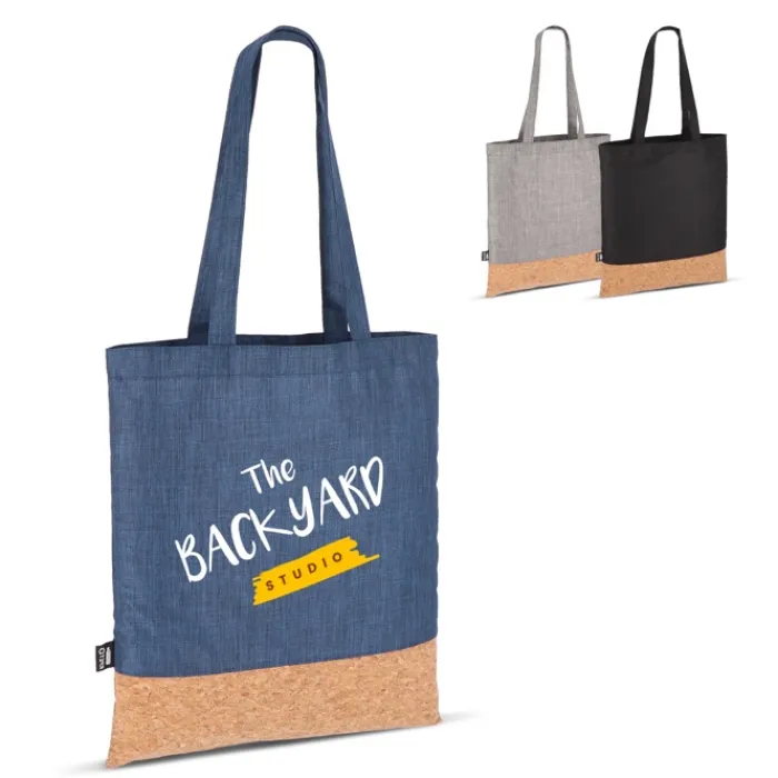 Gift Campaign Shopper in RPET con base in sughero e capacità di 10kg> Borse Di Tela Personalizzate