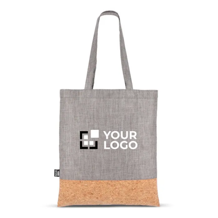 Gift Campaign Shopper in RPET con base in sughero e capacità di 10kg> Borse Di Tela Personalizzate