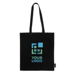 Gift Campaign Shopper nera con manici lunghi in 100% cotone riciclato da 180 g/m²><noscript><img width=