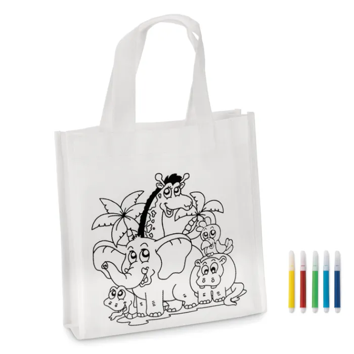 Gift Campaign Shopper per bambini colorabile 5 pennarelli in TNT 80 g/m2 Color Fun> Regali Per Bambini|Matite Colorate
