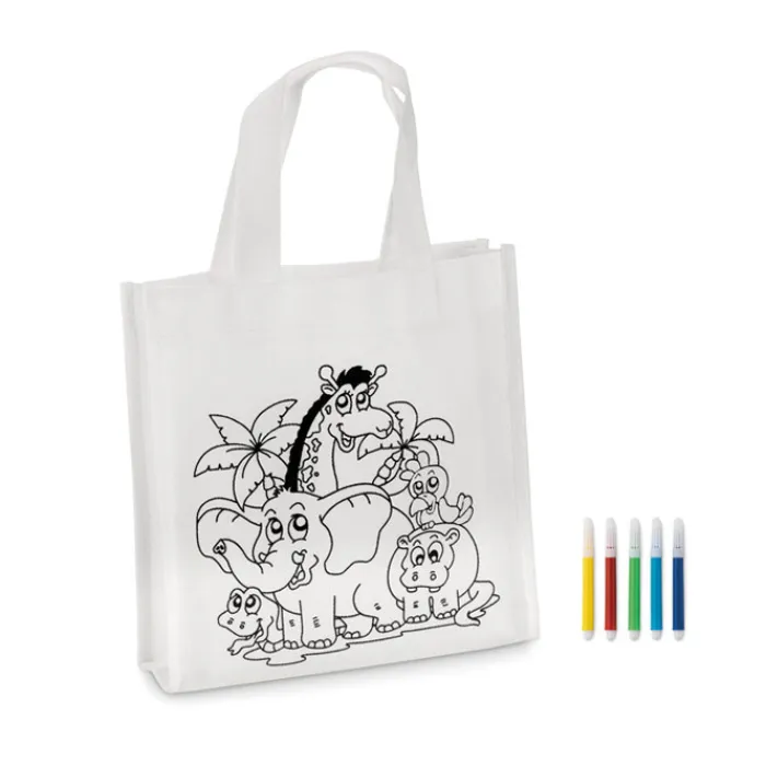 Gift Campaign Shopper per bambini colorabile 5 pennarelli in TNT 80 g/m2 Color Fun> Regali Per Bambini|Matite Colorate