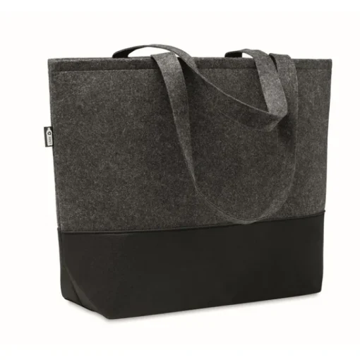 Gift Campaign Shopper personalizzata in feltro con fondo in nero Duo City RPET> Borse Di Tela Personalizzate